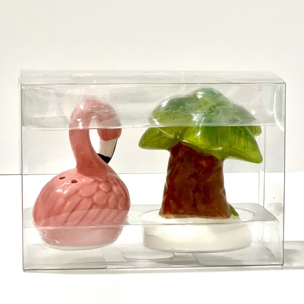 Flamingo and Palm Tree Salt and Pepper Shaker Set